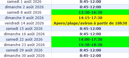 Horaires du club pendant les vacances d&rsquo;été 2026